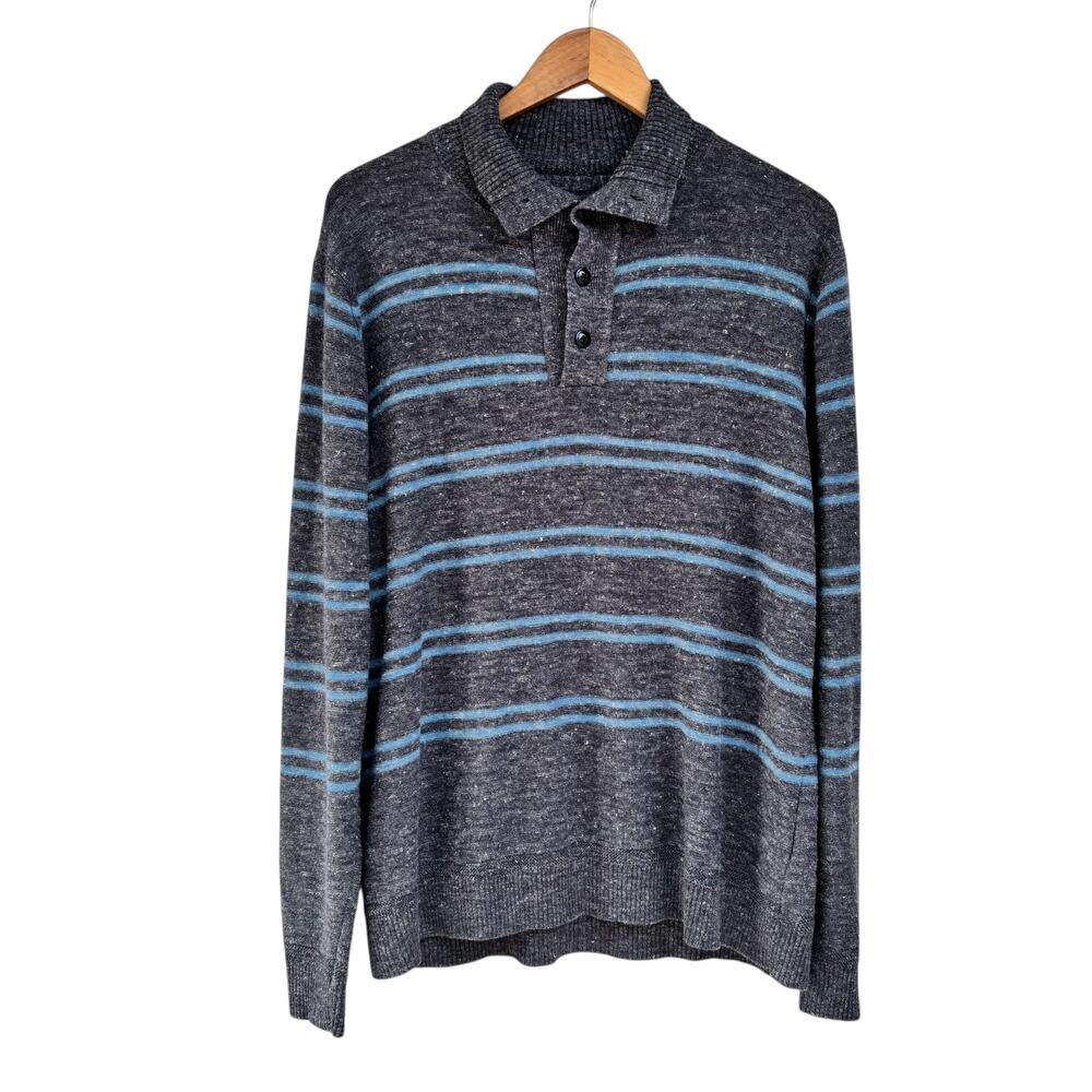 Grayers Clothiers Wool Linen Sweater Size XL Button Mock Pullover